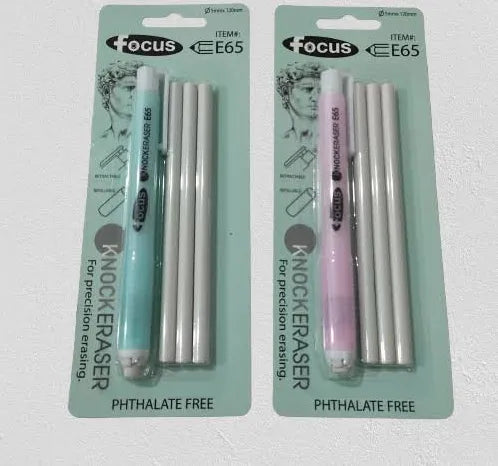 Focus Retractable Eraser (Green, Pink)