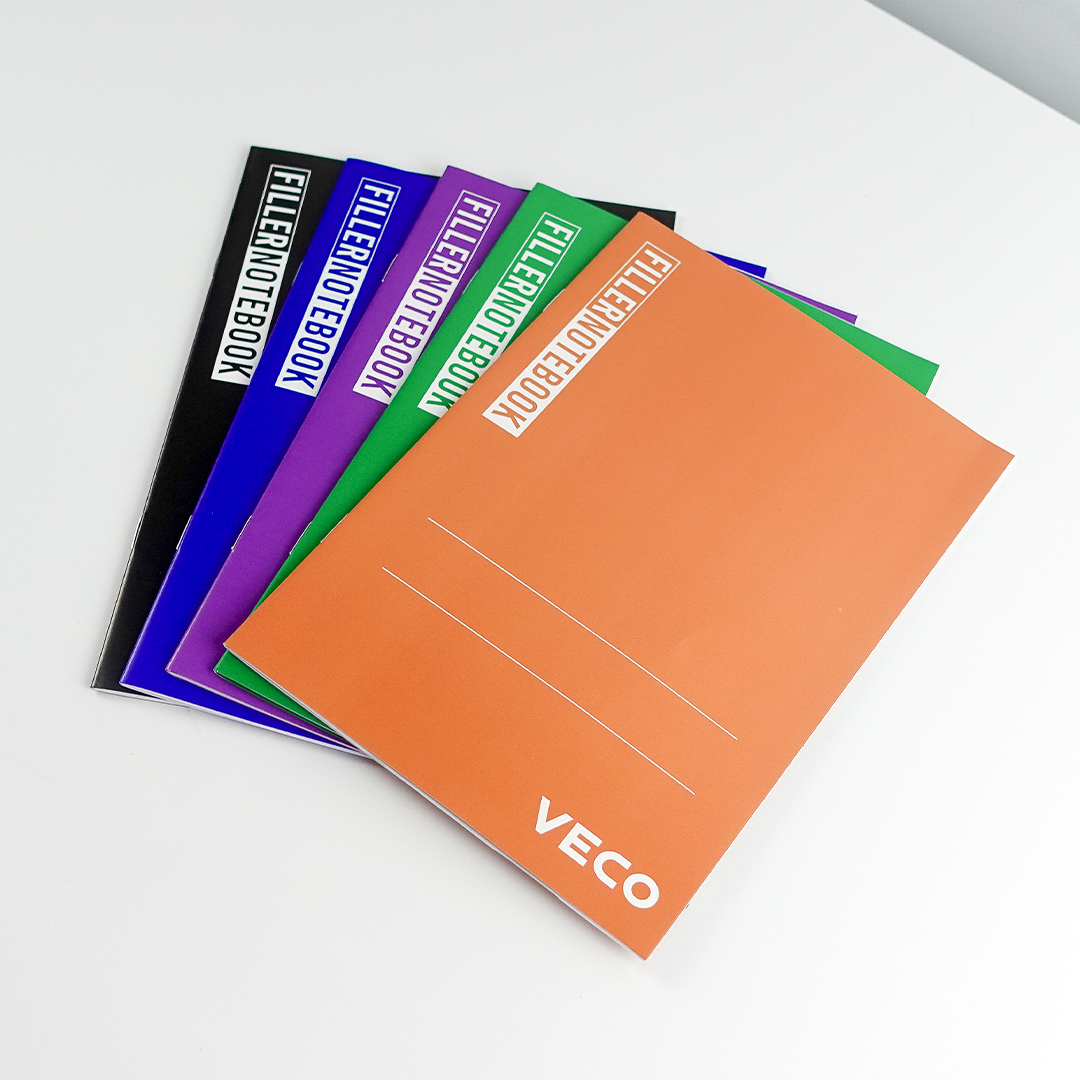 Veco Filler Lined Notebook, 6-in x 8-in, Assorted Colors, Set of 5