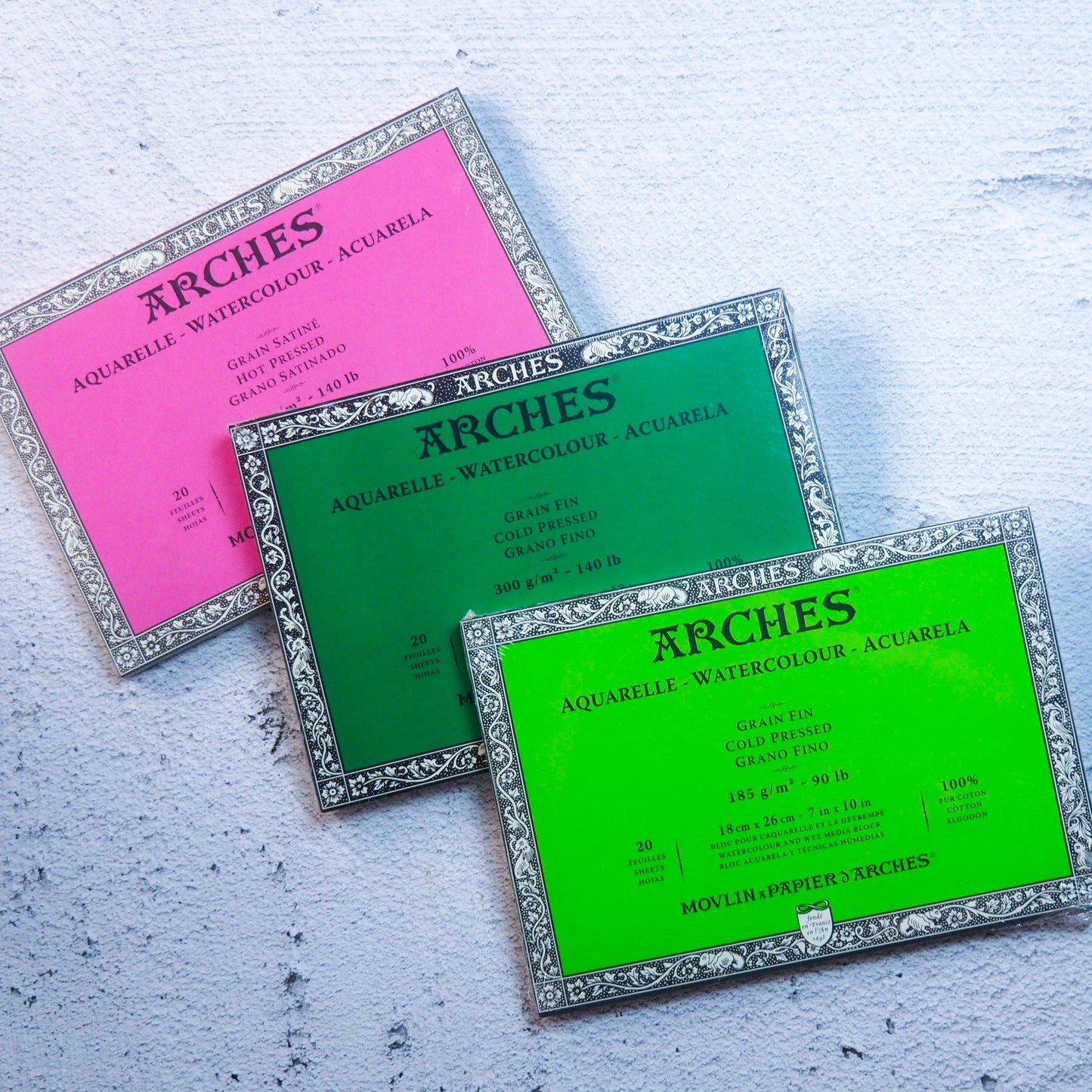 Arches Block Cold Pressed White 185g/7x10/20sh