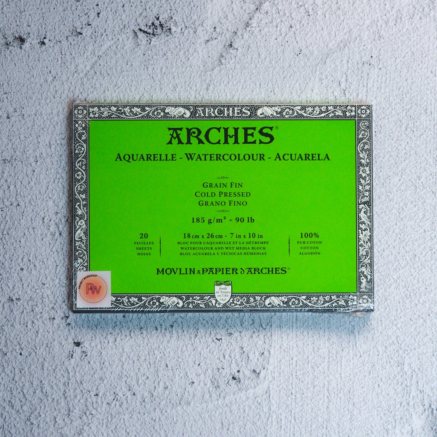 Arches Block Cold Pressed White 185g/7x10/20sh