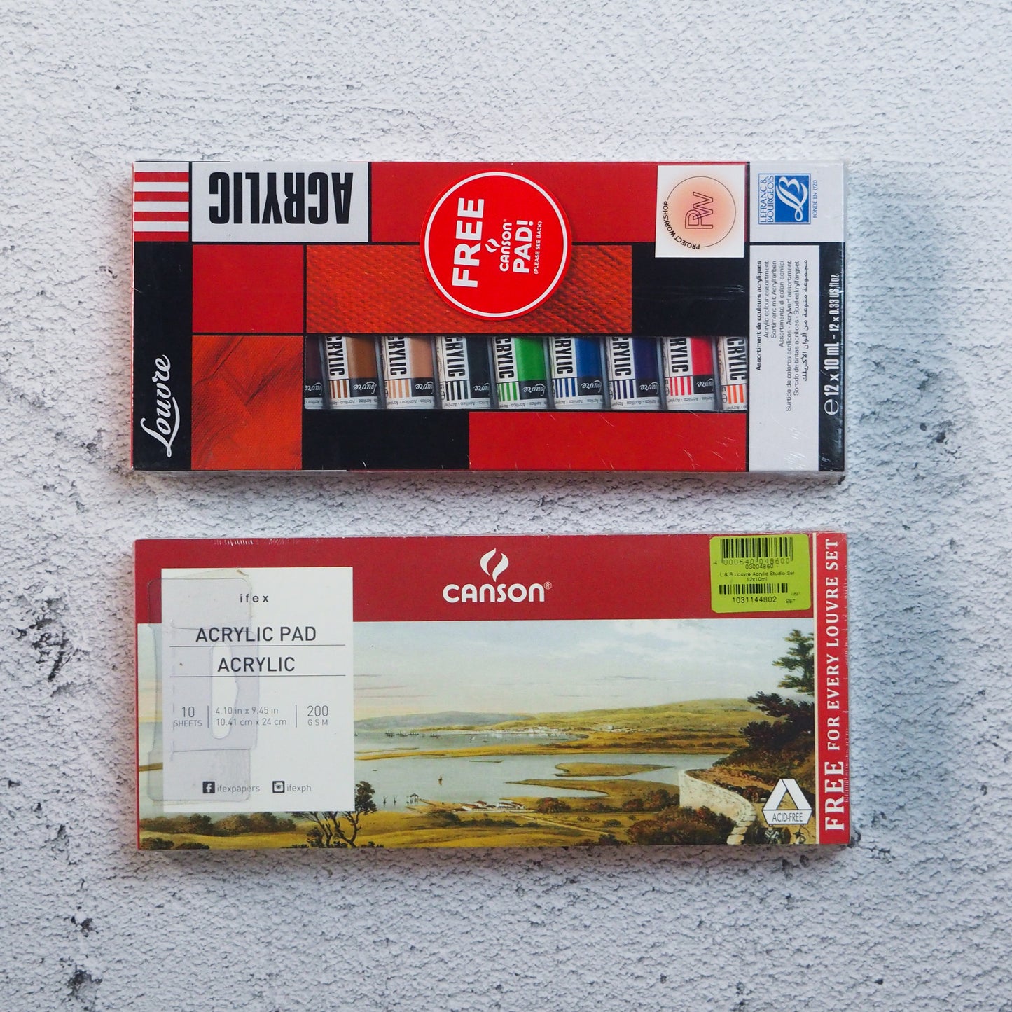 LeFranc & Bourgeois Louvre Acrylic Studio Set 10ml/12s W/ FREE Canson Pad