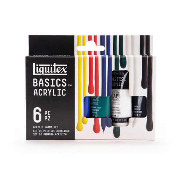 Liquitex 6 x 22ml Set (Basic Acrylic Set, Metal & Iridescent, Fluorescent)