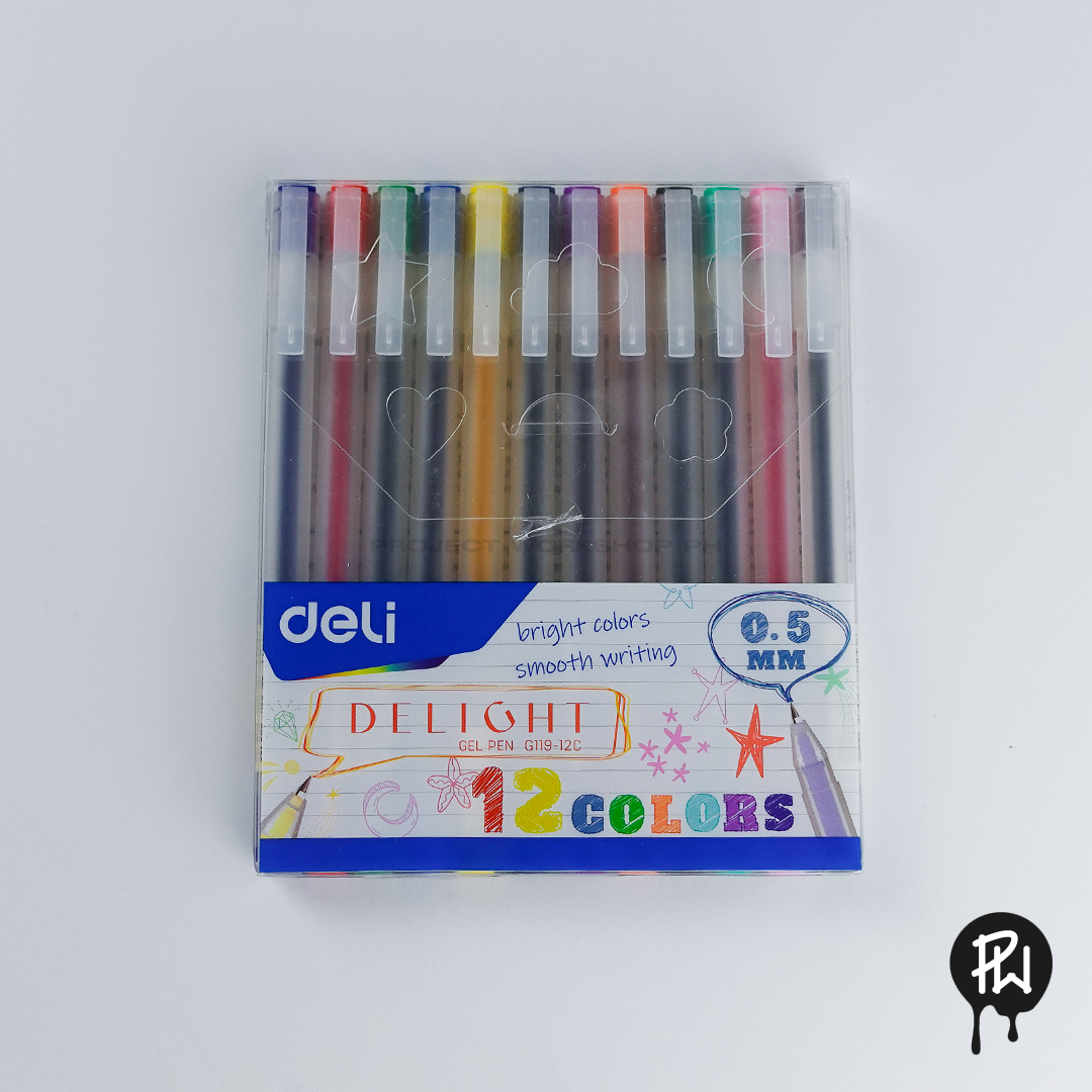 Deli Gel Pen 0.5mm, 12 Colors