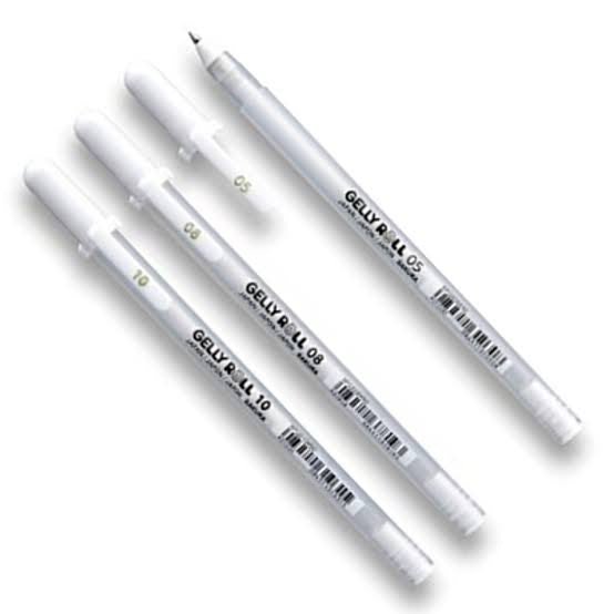 Sakura Gelly Roll White Ink (Individual, White Set, White-Gold-Silver Set)