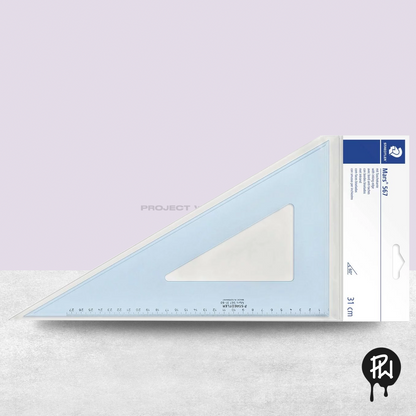Mars®567 Set square Single product 60°/30°, length 31 cm  Product information Plastic, transparent blue With inking edge Scale begins directly at the edge Project Workshop PH: Creating Possibilities, Celebrating Art Feel free to message us for any inquiries regarding our products.