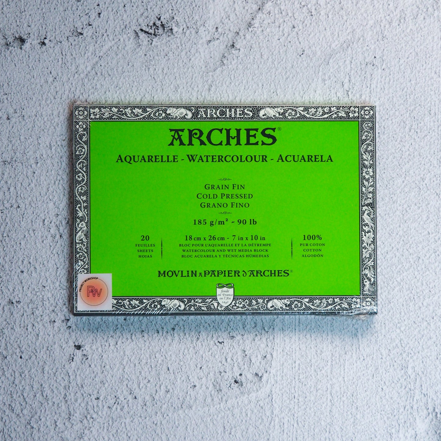 Arches Block Cold Pressed White 185g/7x10/20sh