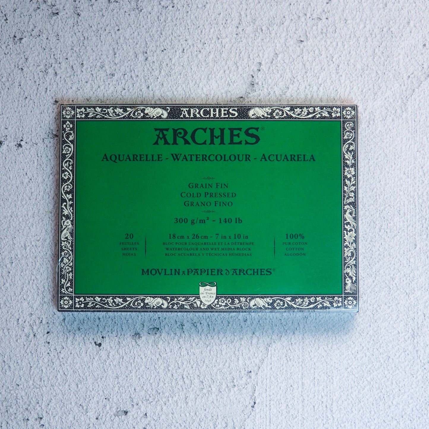 Arches Block Cold Pressed White 300g/7x10/20sh