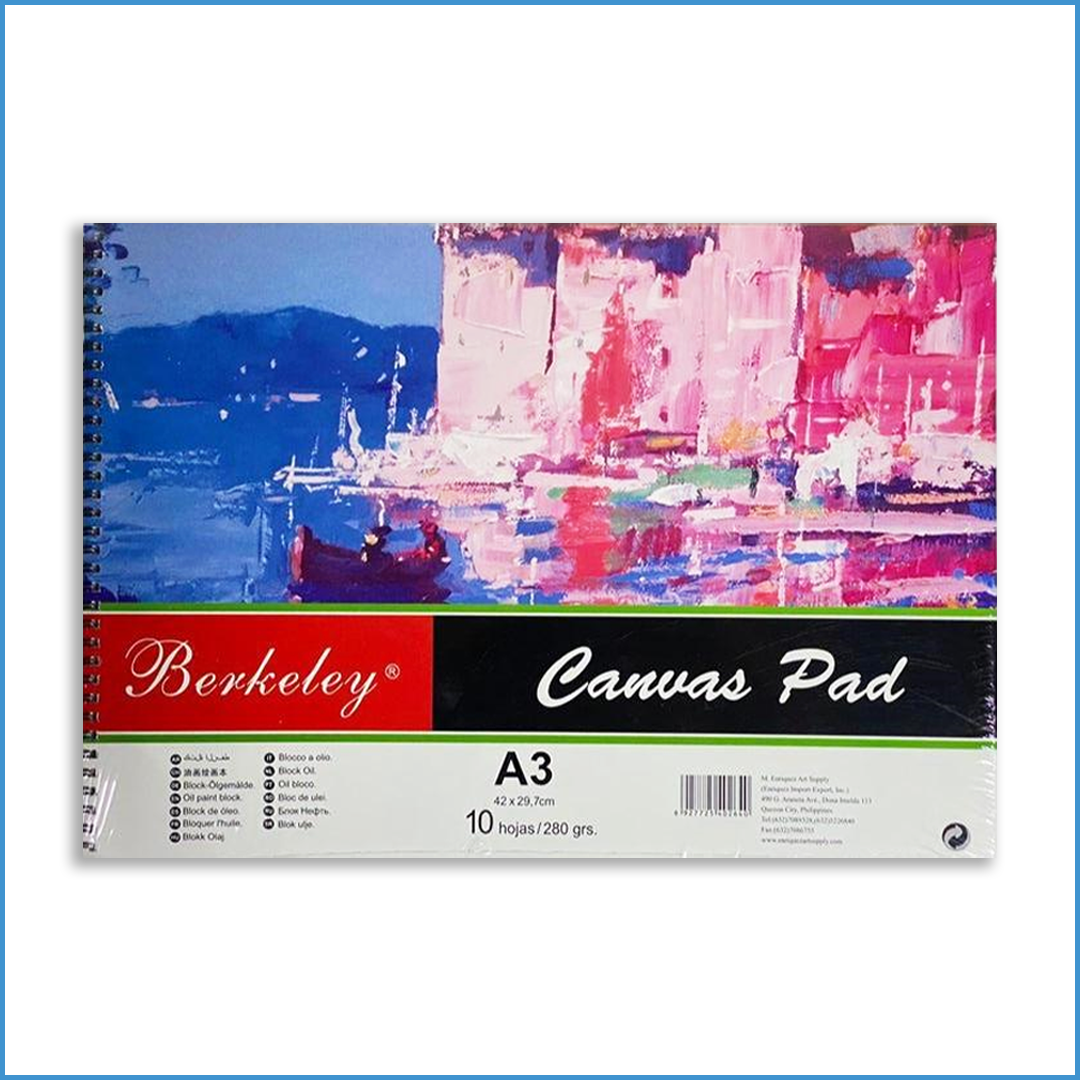 For Oil and Acrylic Artwork  10 Sheets per pad  Berkeley Canvas Pad A3/ 10pgs. Primed Canvas Sheets A3 Sizes, 280 gsm.